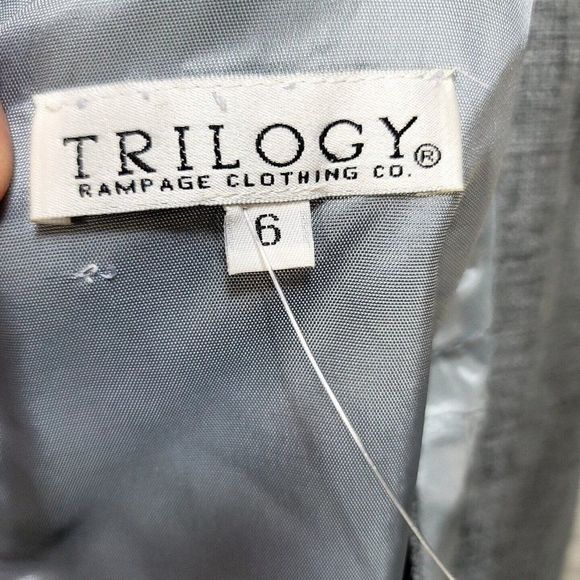 Vintage 90s Y2K Rampage Blue Grey Tweed 2pc Set Peplum Tank & Wrap Mini‎ Skirt - Picture 9 of 11